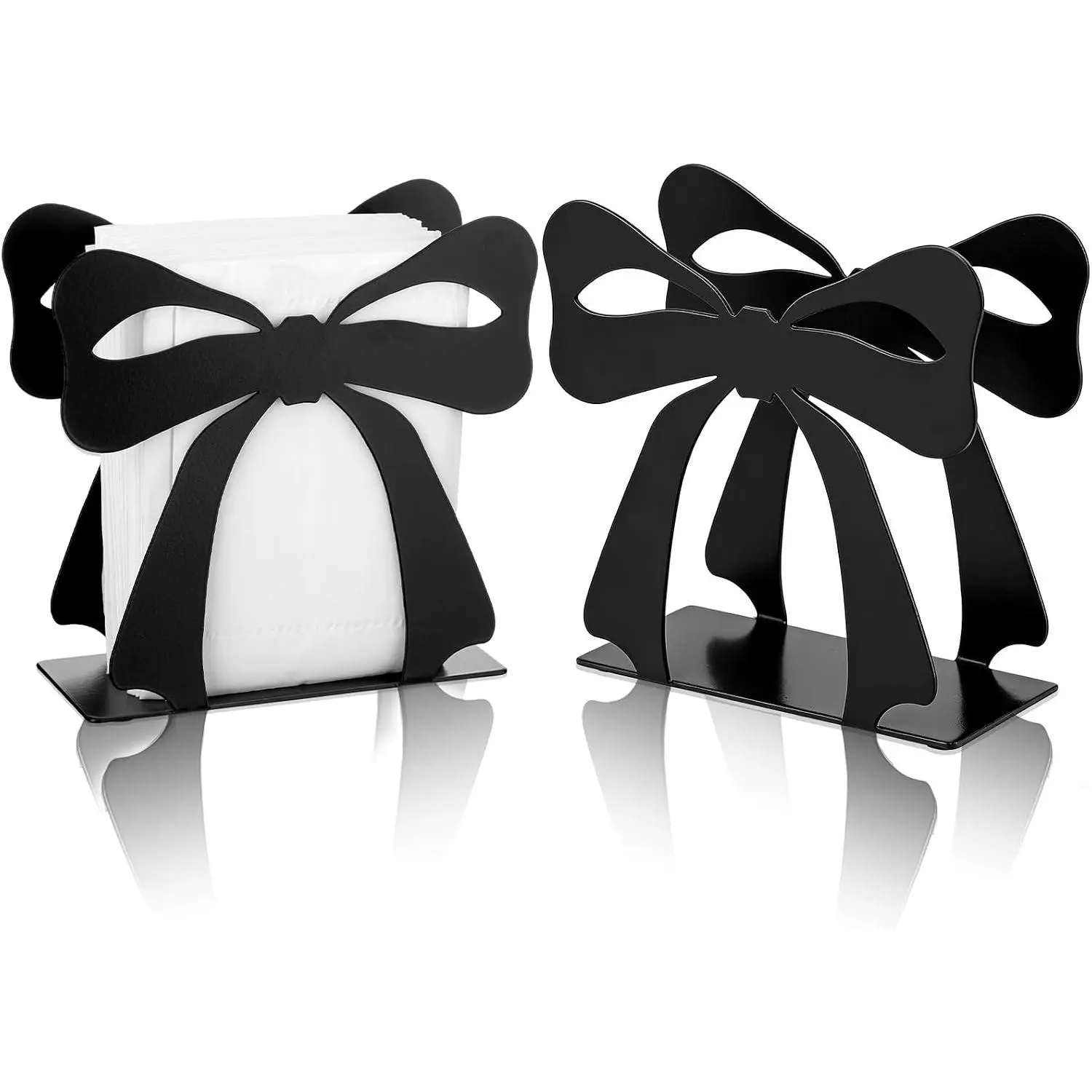Bow Napkin Holder for Tables Metal Napkin Dispenser  Kitchen Decor Tissue Dispenser for   Party Countertop (Black,Cute)