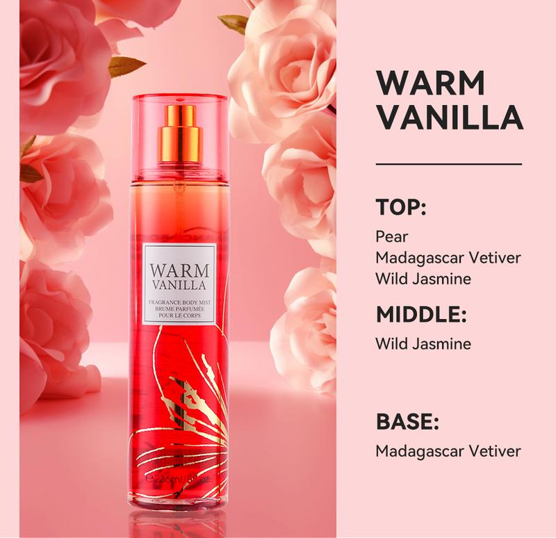 8 Fl Oz Hair & Body Fragrance Mist for Women - Long-Lasting Perfume, Perfect for Dating, Parties and Gift Giving Floral Amber