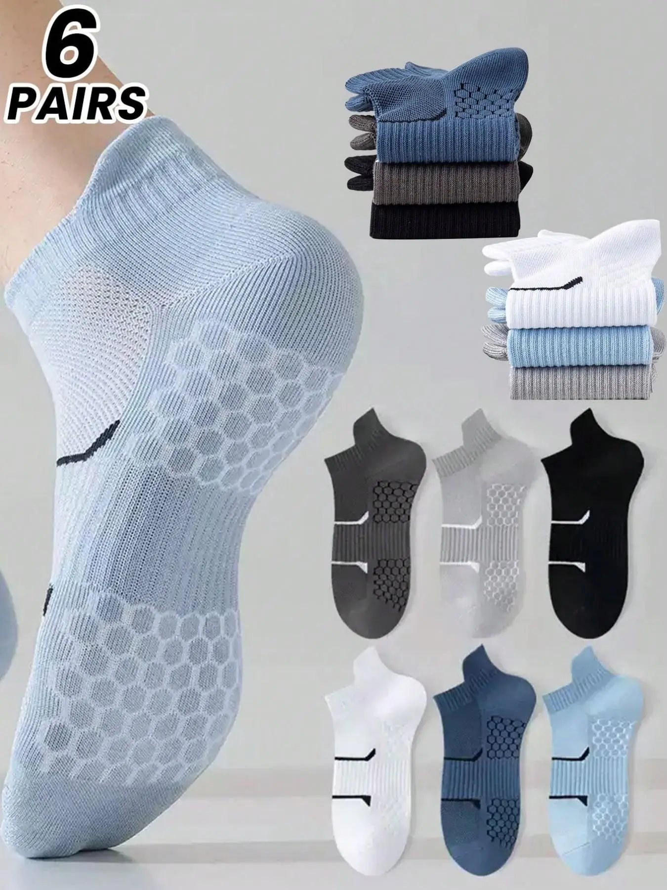 Men's Summer Breathable Crew Socks, Low Top Mesh Ankle Socks, Moisture-Wicking Anti-Odor Sports Socks, Unisex Comfortable Soft Socks