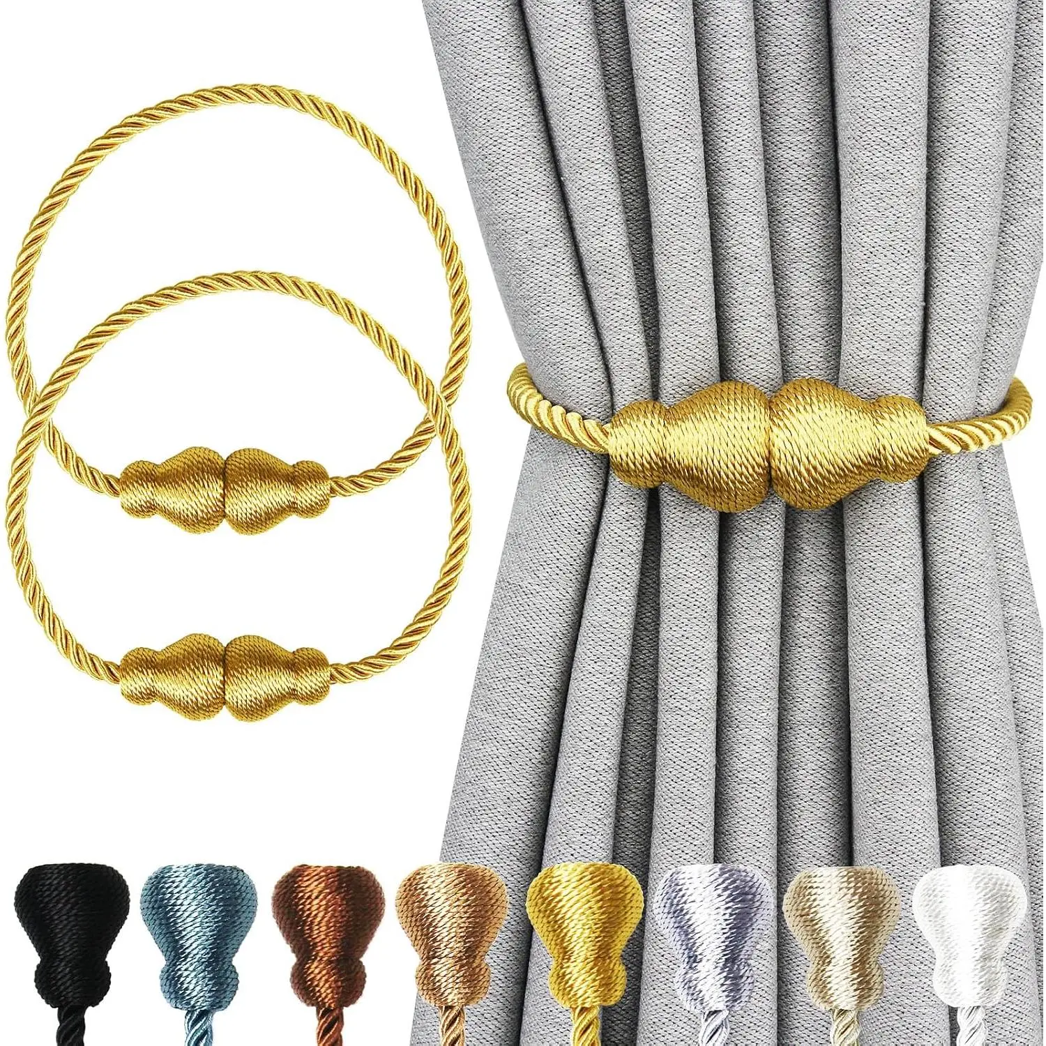 Curtain Tiebacks Decorative Curtain Holders for Drapes  | 2 Pack  Outdoor Tie Backs Rope Window  Holdbacks