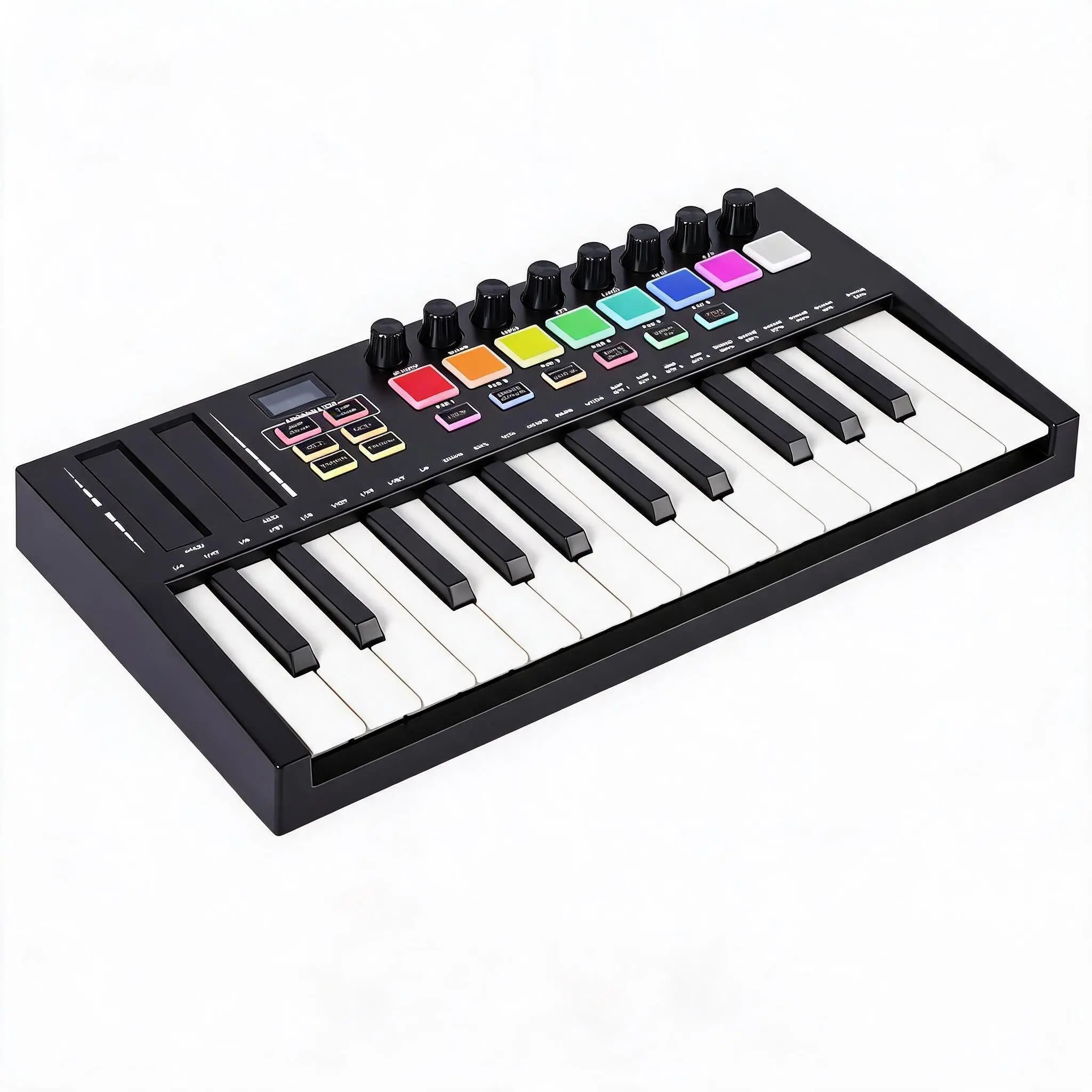Portable 25 Key MIDI Keyboard Controller, Wireless USB MIDI Controller with Assignable Buttons Arpeggiator Function, Lightweight ABS MIDI Pad for Home Studio Travel Recording