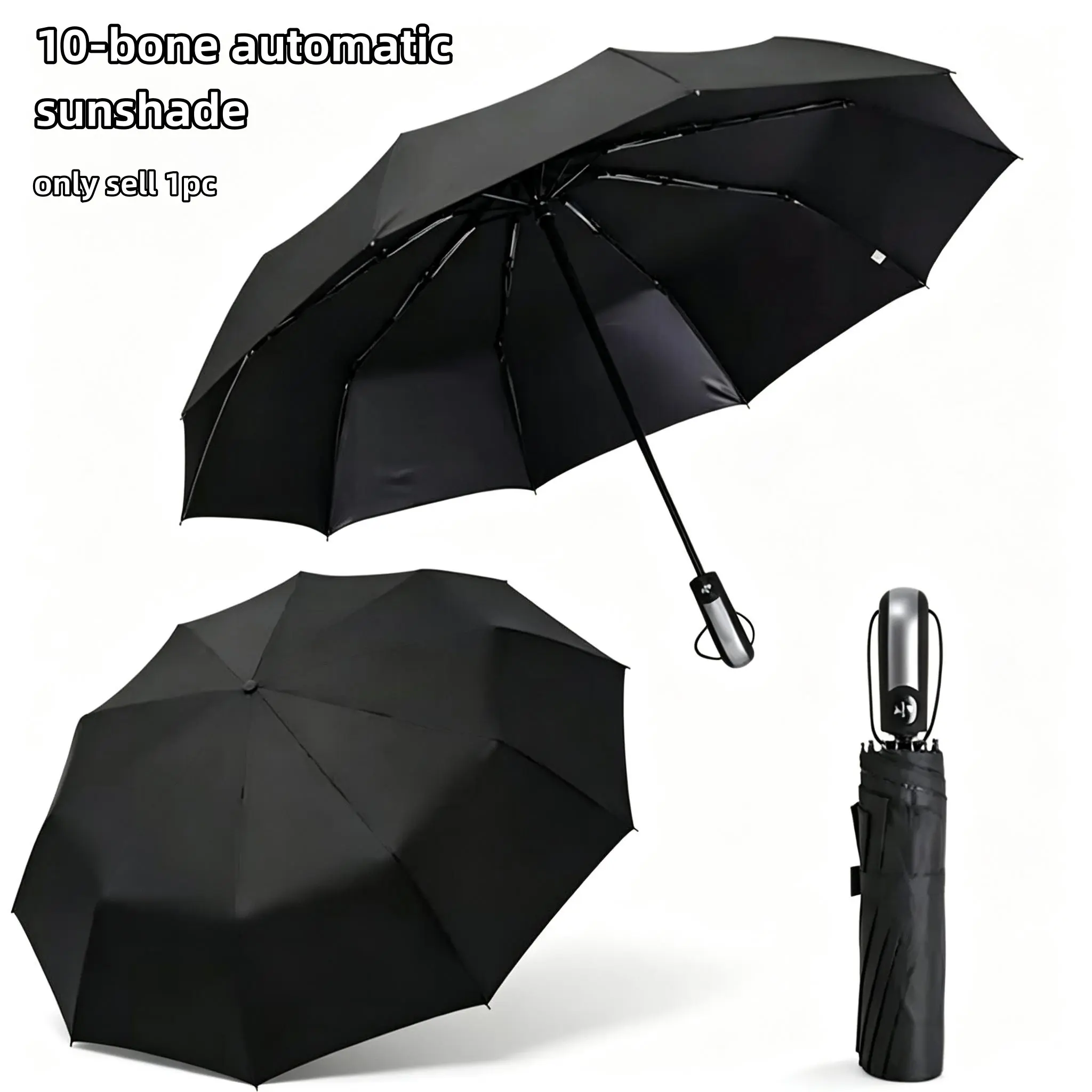 Ten Bone Automatic Umbrella, Folding Sunscreen Umbrella for Rain and Sun, Dual Use Business Umbrella, 1pc, Portable and Convenient