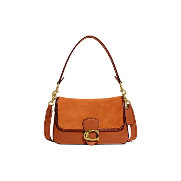 COACH Tabby 26 Leather and Suede with Python-Print Handbag for Women, Brown