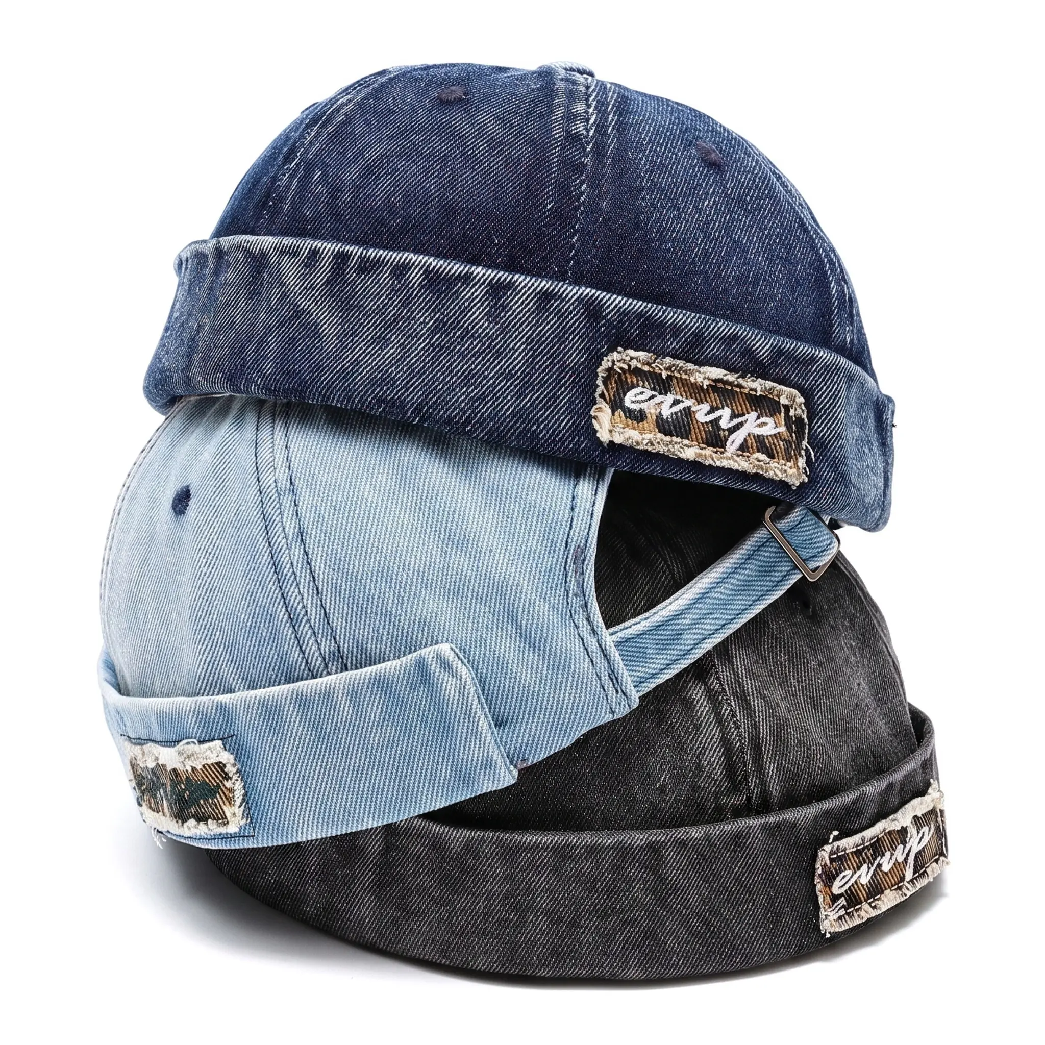 Vintage Plain Cotton Docker Hat for Men Women, Breathable Soft Frameless Beanie, Adjustable & Foldable Cap for Travel, Frameless Crown, Outdoor