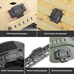 Tactical Helmet Light Military, Green/Red/White/IR Illumination Tool With 2 Helmet Lamp Mounts, Bendable Survival Signal Lights for Outdoor Sports Hunting Fishing