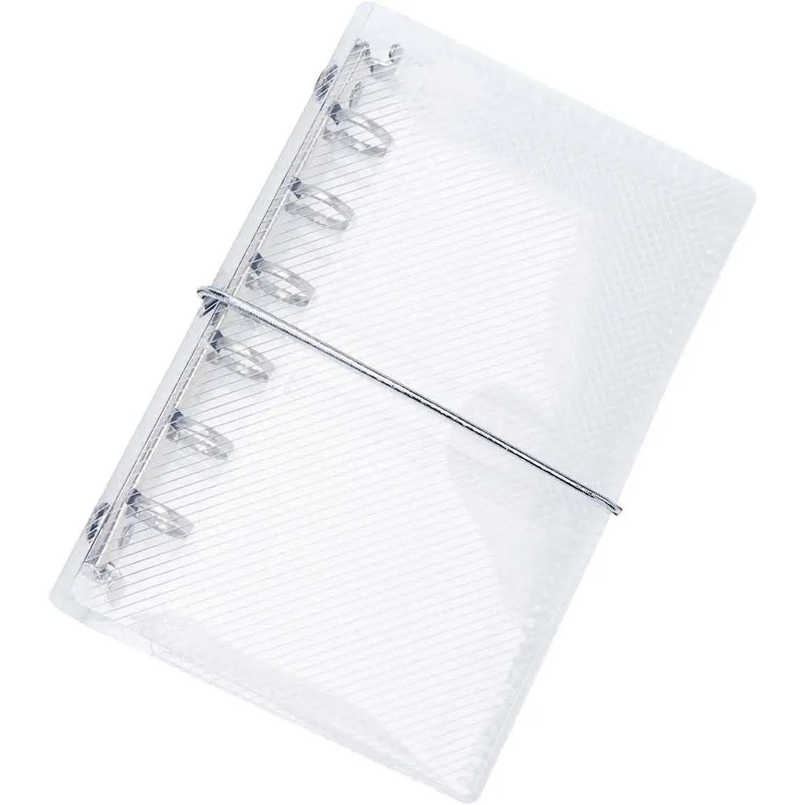 Clear A8 Binder PP Trifold Binder with Bandage Loose Leaf 5 Ring Budget Transparent  Stuffing Personal Planner