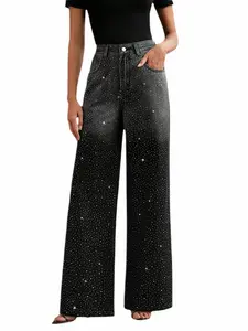Women's Rhinestone Jeans, Casual Stretch Fit, Fashionable Design for Evening Wear and Daily, Essential Wardrobe Piece