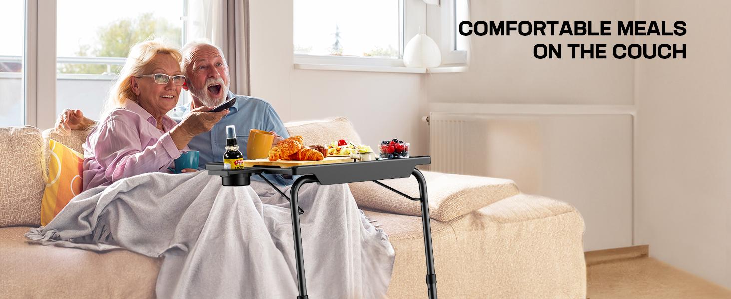 TV Tray - TV Table, Folding Table Trays, with Height & 3 Tilt Angle, TV Tray Table with Cup Holder, Dinner Tray for Eating on Couch, Laptop, Bed & Couch