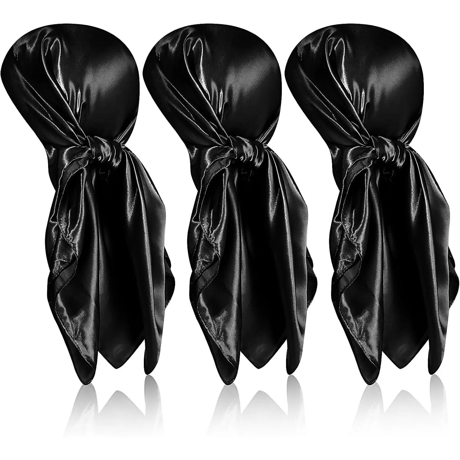 3 count 35 Inch Silk  Scarf Large Square  Sleeping Hair Wrapping Satin for Women