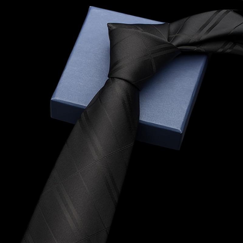 3-piece set - Men's business ties - 3.15inch wide faux polyester material with gold stripes, college-style professional wedding formal wear accessories, exquisite design, durable construction