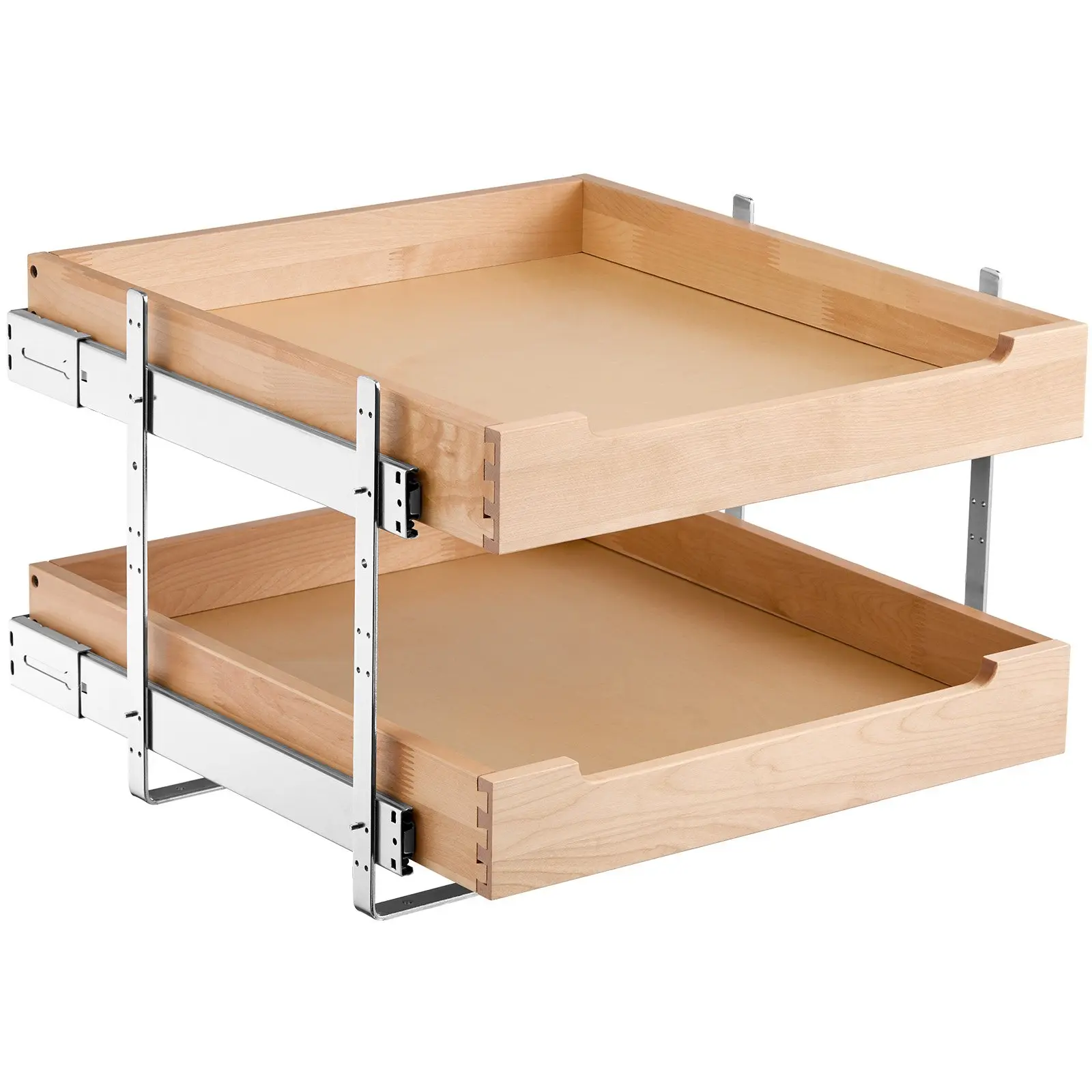 【DealsForYouDays】VEVOR 2 Tier Pull Out Cabinet Organizer, 20"Wx 21"D Cabinet Drawer, Soft Close Slide out Shelf, Heavy-Duty Sliding Wood Drawer, Adjustable Base Cabinet Organization for Kitchen Pantry Bathroom