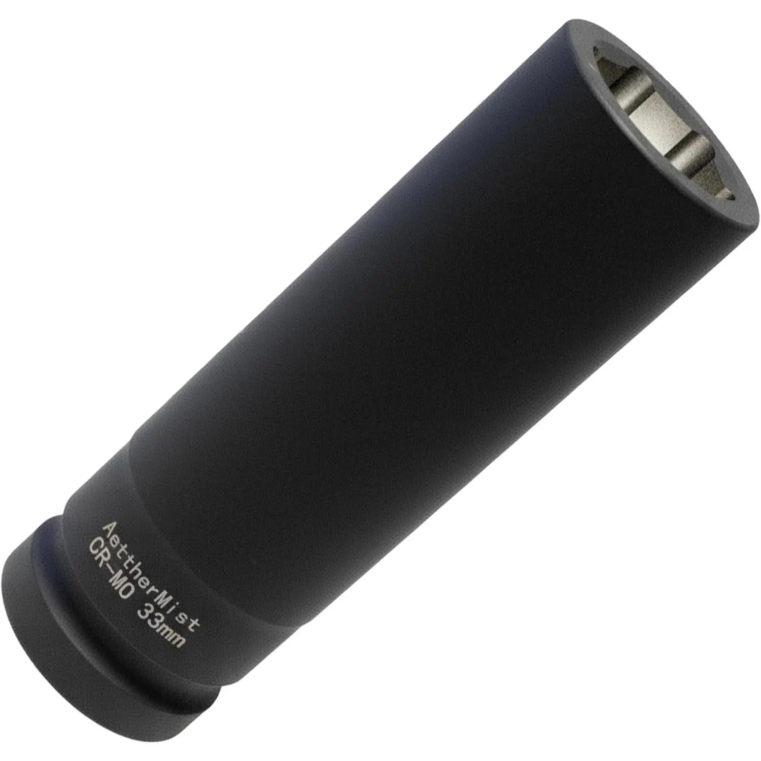 1 Inch Drive 33mm Extra Deep Impact Socket, 6.3 Inch Length Deep Axle Nut Socket, 6 Point Cr-Mo Deep Truck Wheel Nut Socket, Radius Corner Design, Chamfered Opening