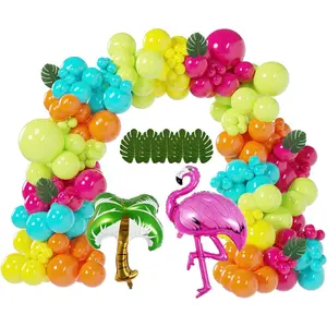 146 count Tropical Aloha Balloon Arch Garland Kit with  Palm Tree Bright Color Balloons for Hawaiian Luau Summer Party  Shower Birthday Decorations