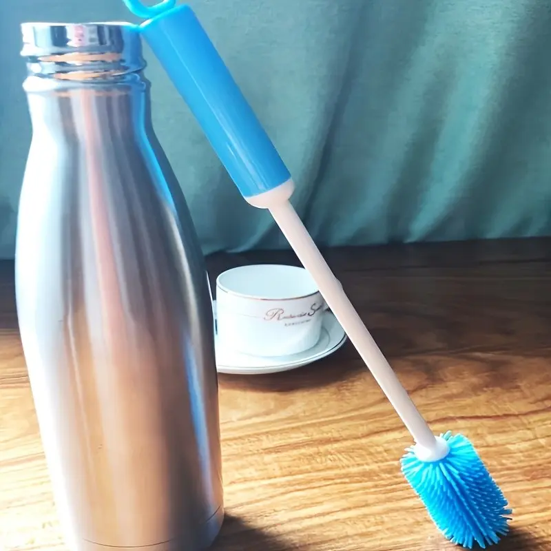 Multi-Purpose Household Cleaning Brush, Silicone Cup Brush with Long Handle, 360° Rotating Bottle Cleaner, Kitchen Cleaning Tool