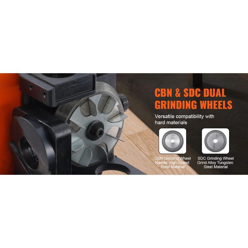 VEVOR Drill Bits Sharpener, 3-13mm Drill Bits Grinder Sharpener, Lip Relief Angle 95-135 Point Angle Adjustable Drill Bit Re-Sharpener, Portable Sharpening Machine with 11 Collets, CBN SDC Wheel