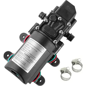 12V DC  Water Pump with 2 Hose Clamp 12  Diaphragm Pump Self Priming Sprayer Pump with   4.5 L/Min 1.2 GPM 80 PSI Adjustable for RV Camper Marine Boat La (1)