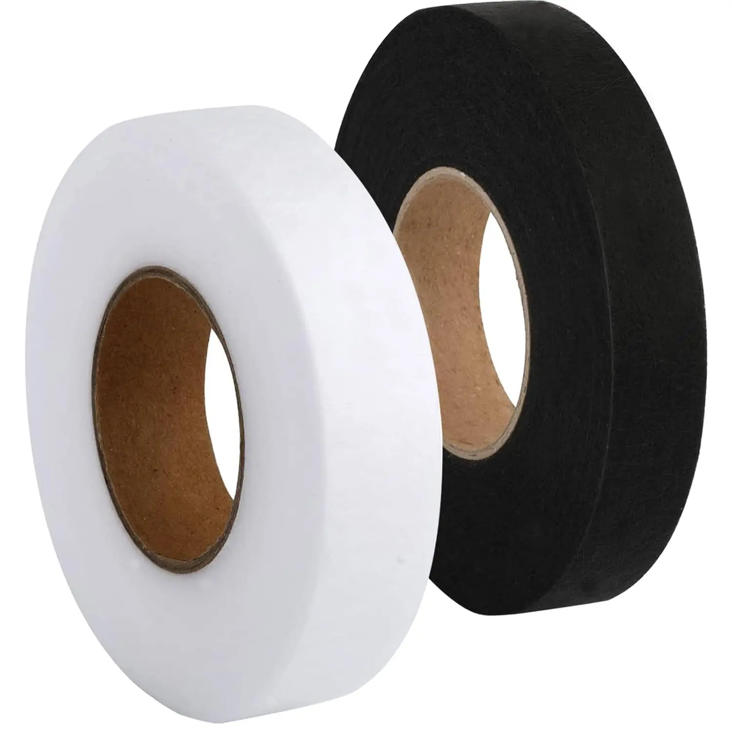 2 Rolls 140 Yards Hemming Tape Fabric Fusing Tap Iron- No-Sew Double Side Adhesive Fabric Fusing Web for Easy Repair Broken Cloth Pants Dress Jeans (Black, White, Wide 0.79inch)