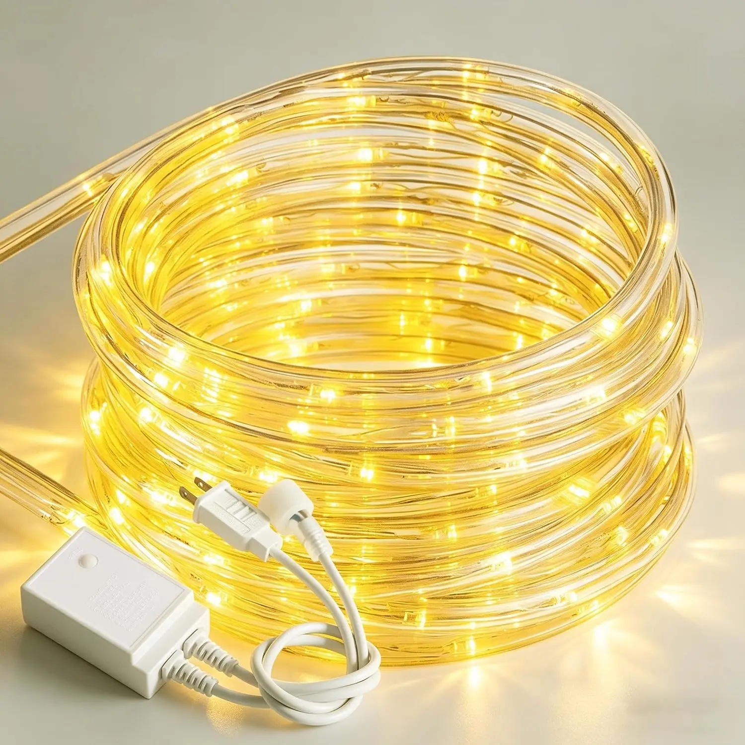 20ft Connectable Flexible Tube Lights with 8 Modes Controller - Warm White LED Rope Lighting, Waterproof for Outdoor Indoor Deck Garden Pool Patio Landscape Strip Light