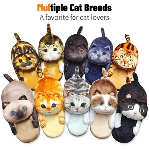 Simulation Cat Printing Eva Doll Slippers Cat Cuddle Soft Non-slip Comfortable Cotton Slippers High End New Gift Winter Slippers