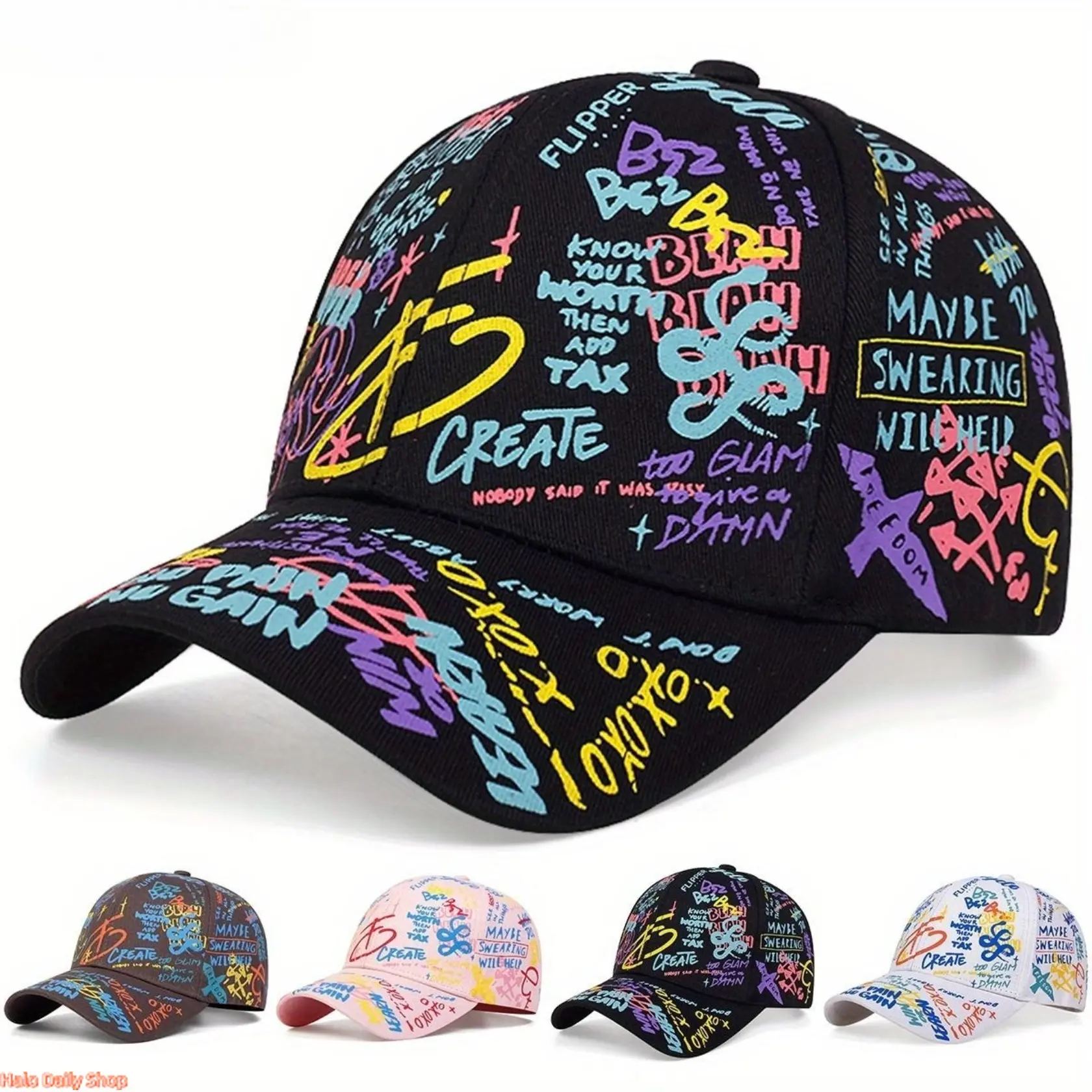 2026 Colorful Graffiti Hip Hop Baseball  Casual Sunscreen Printed Duck Tongue  Personalized  Trendy Men and Women