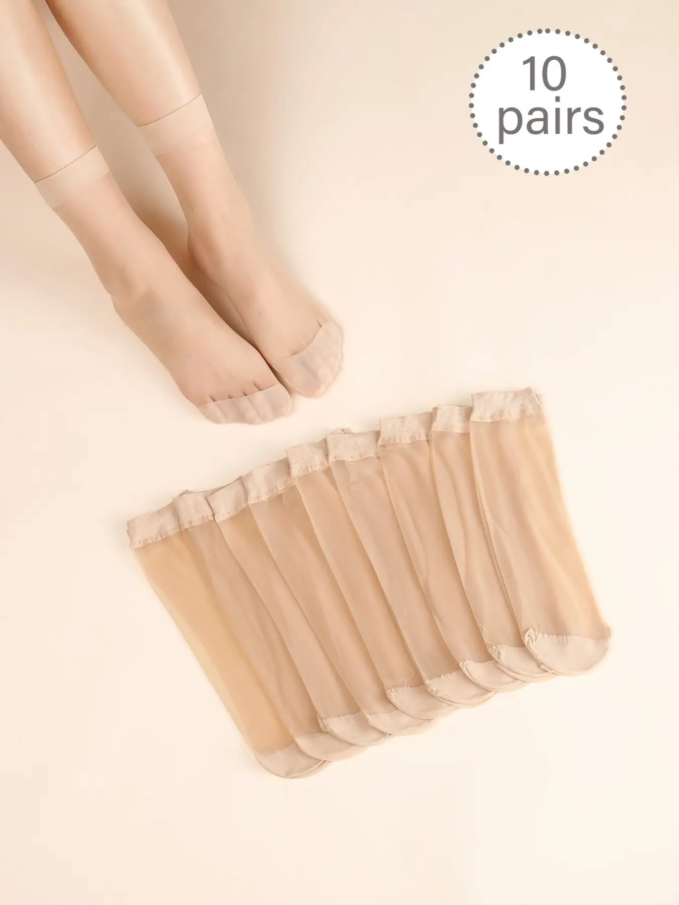 10 Pairs Sheer Ankle Socks for Women Ultra Thin Nylon Transparent Socks Summer Breathable Invisible Lightweight No Show Socks