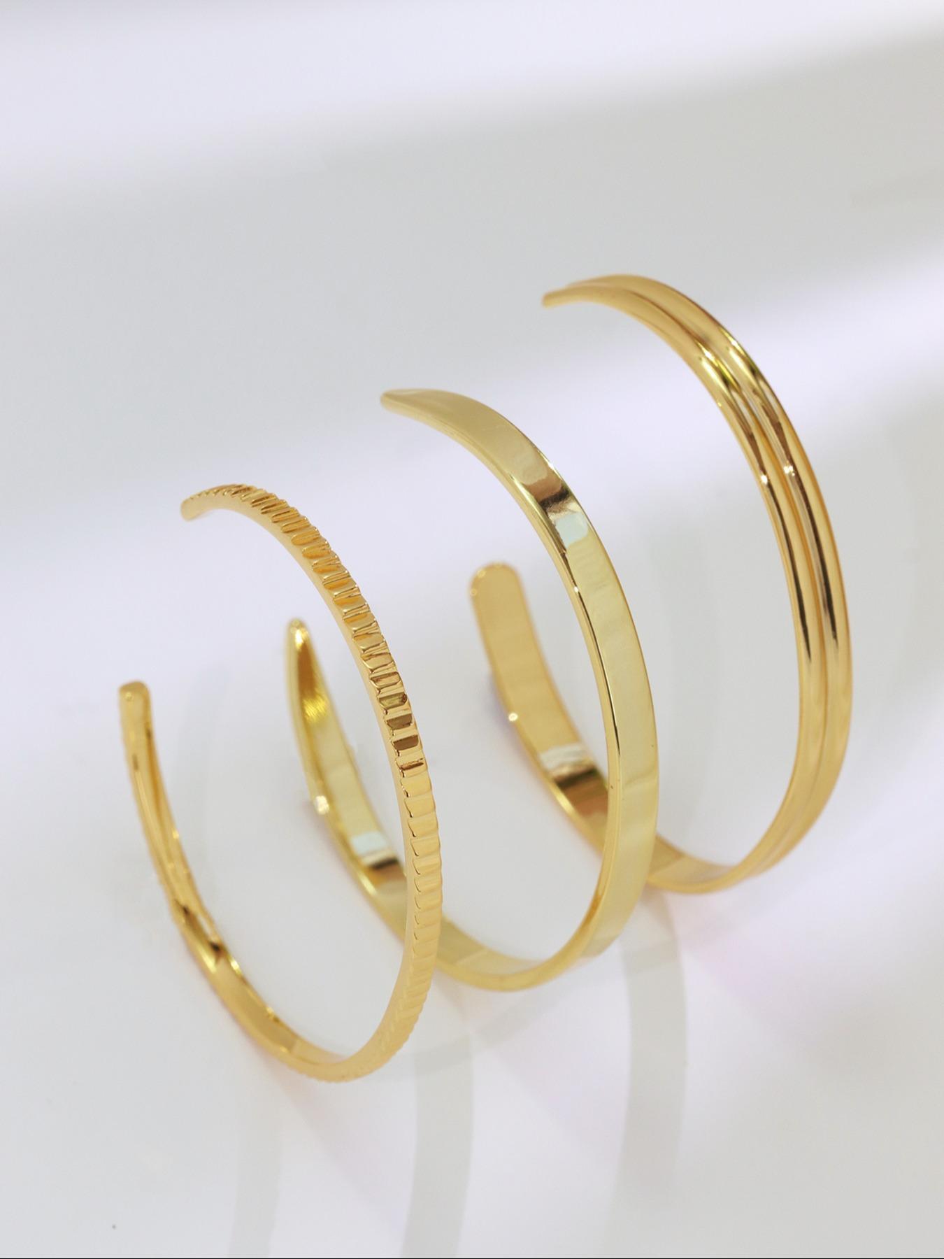 Women's Minimalist Temperament Plain Color Cuff Bangle Bracelet, Trendy All-match & Exquisite Jewelry for Birthday Gift
