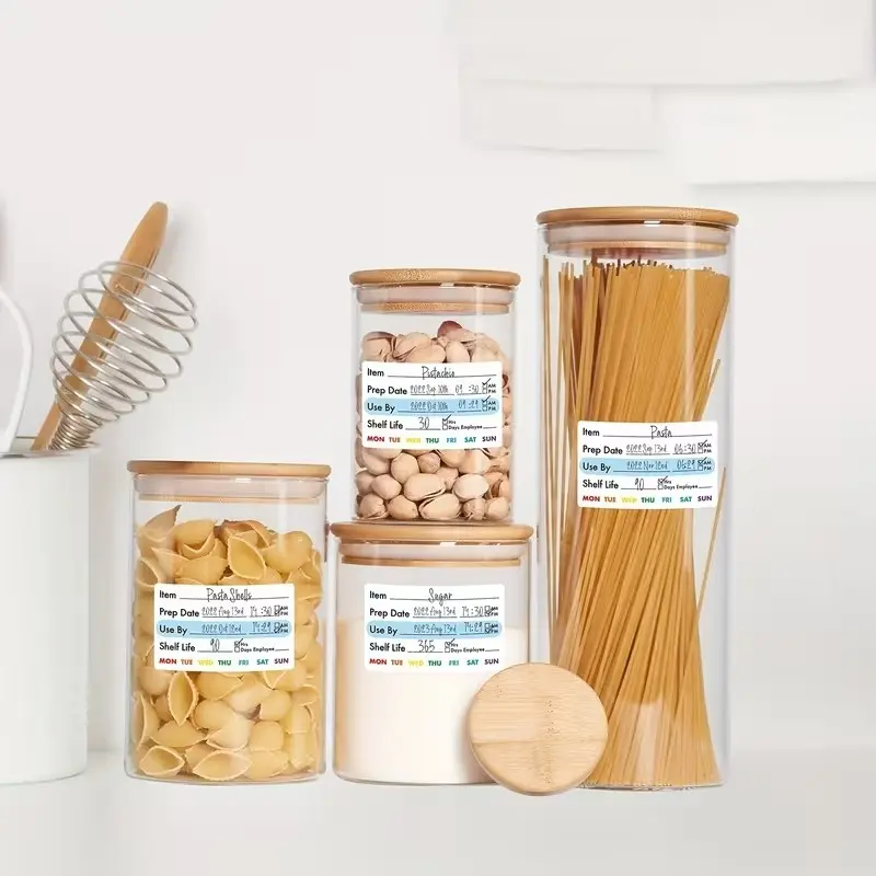 300pcs 2.5x1.5inch Removable Freezer Pantry Food Storage Can Label Stickers, Ideal for Jars & Containers, Perfect for Kitchen & Restaurants, Labels For Kitchen