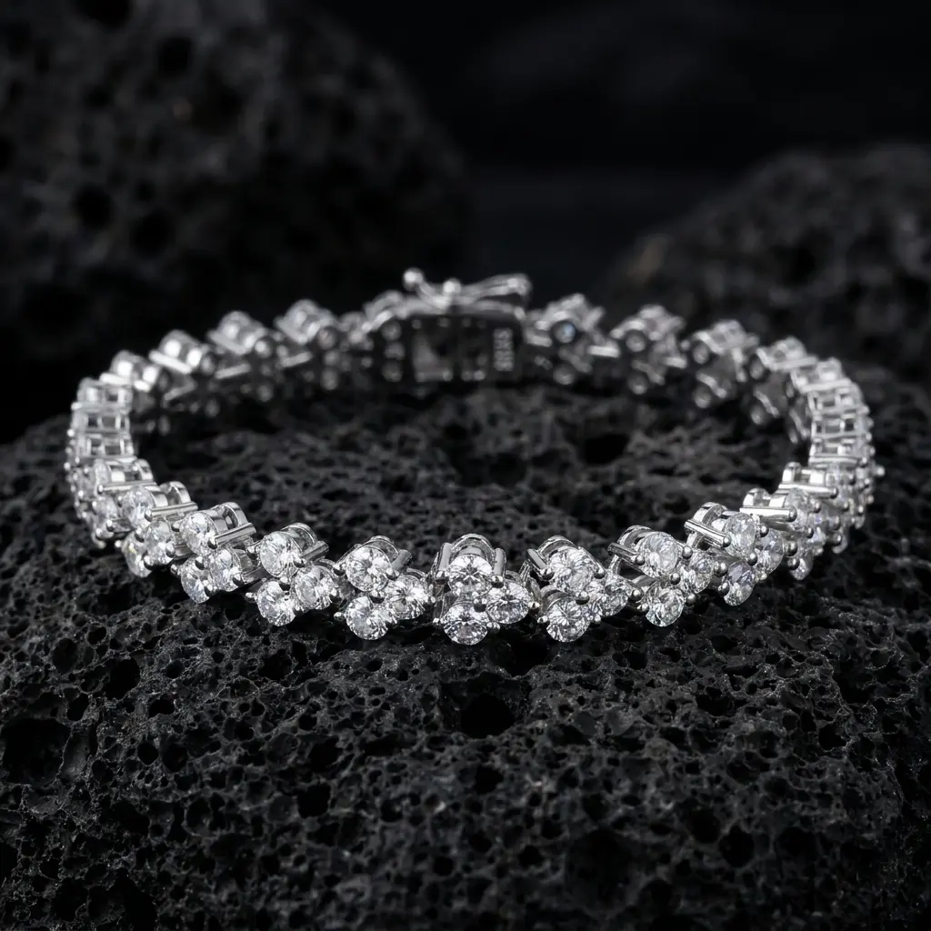Sparkling Floral Cluster Cubic Zirconia Women's Luxury Dupe Wrist Chain Elegant Party Link Bracelet  Romantic Anniversary Gift unique daily wear gift