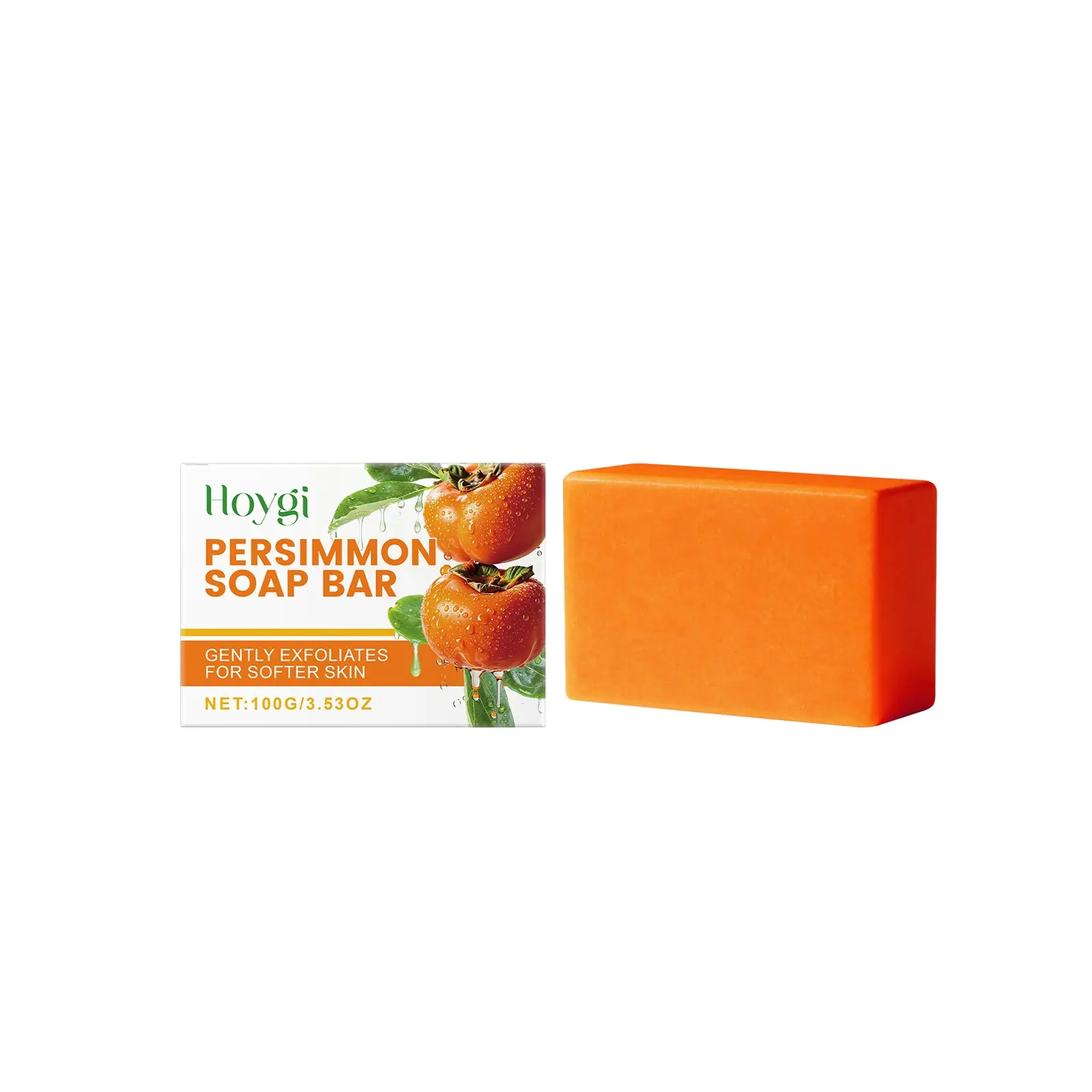 Hoygi Persimmon Hydrating Bar Soap, Gentle Daily Body Cleanser, Moisturizing Formula, Fresh Clean Skin, K-Beauty Body Care