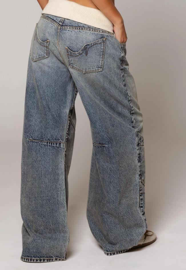 New2025Women's Jeans Pants Fashion Loose Fit Casual Low Rise Denim Pants Y2K Retro Streetwear Vintage American Wide Leg Trousers(Gift)11