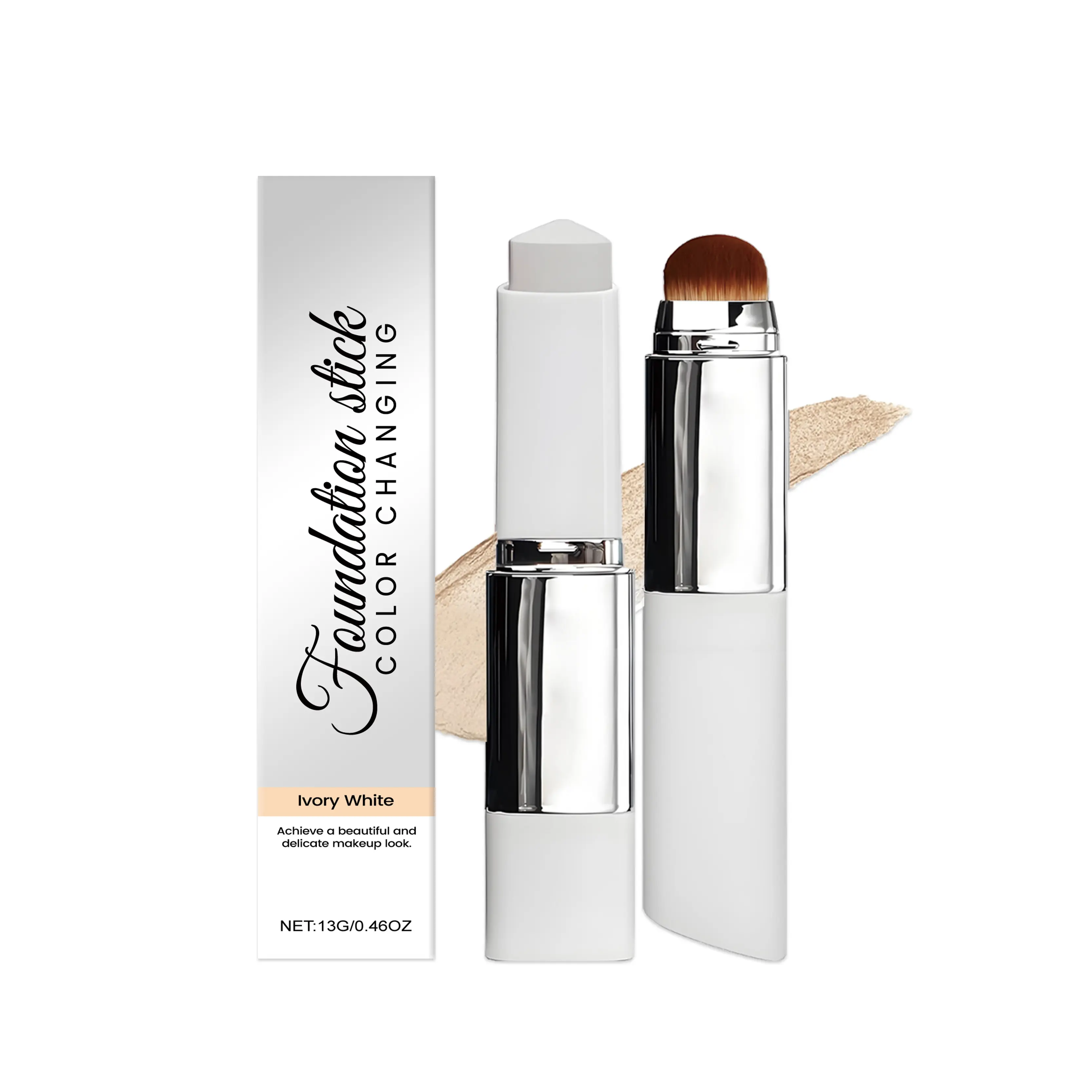 2-In-1 Color Changing Ivory Tone Foundation & Concealer Stick, Vegan Hydrating Base Makeup Infused with Hyaluronic Acid, Smooth Full Coverage Long Lasting Cream Stick for Natural Daily Outfit