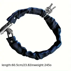 Portable Tungsten Steel Anti Theft Bicycle Chain Lock, Super Secure Polished Hardened Chain, Cut Proof Safety Lock for Bikes