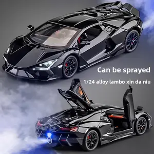 1:24 High-Fidelity Lamborghini New Urus Model, Tail Spray Seagull Wing Door Open Close Sound Light Return Force, Boy Growth Gift, Adult Car Collection Ornament