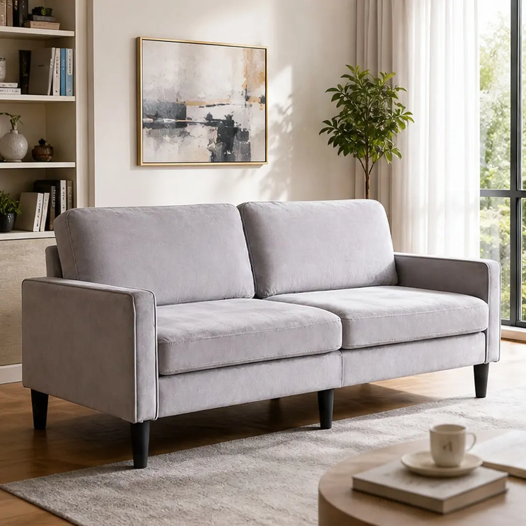 ARCH Modern Linen Recliner Loveseat Sofa for Living Room, 78" Small Space Sofa with Removable Cover, Spring Cushions, Solid Wood Frame, Easy Assembly, Gray, 31.00 in W Dimensions, Apartment Office Use, Sofas Living Room