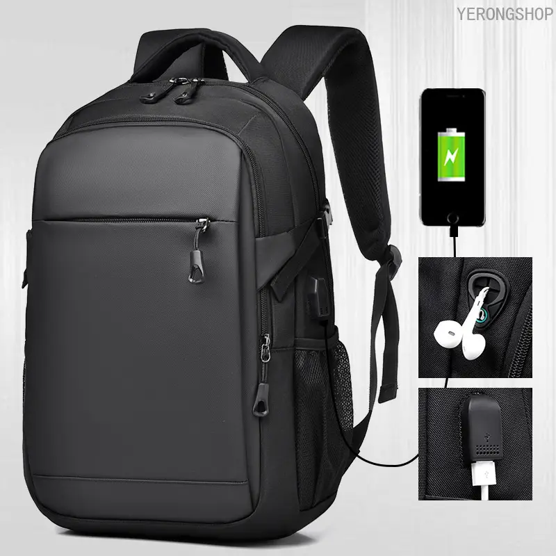 Men’s Waterproof Oxford Business Laptop Backpack, Built‑in USB Charging Port Multi‑Compartment Daypack, Durable Travel Work Bag for Office Professionals College Students, Great for Daily Commute Business & Weekend Trips bucket