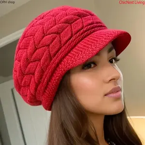 Women’s Winter Slouchy Chunky Cable Knit Beanie Hat - Warm Ear Flap, Thick Soft Stretch Crochet Yarn Design for Cold Weather Daily Wear & Outdoor Fashion Accessory