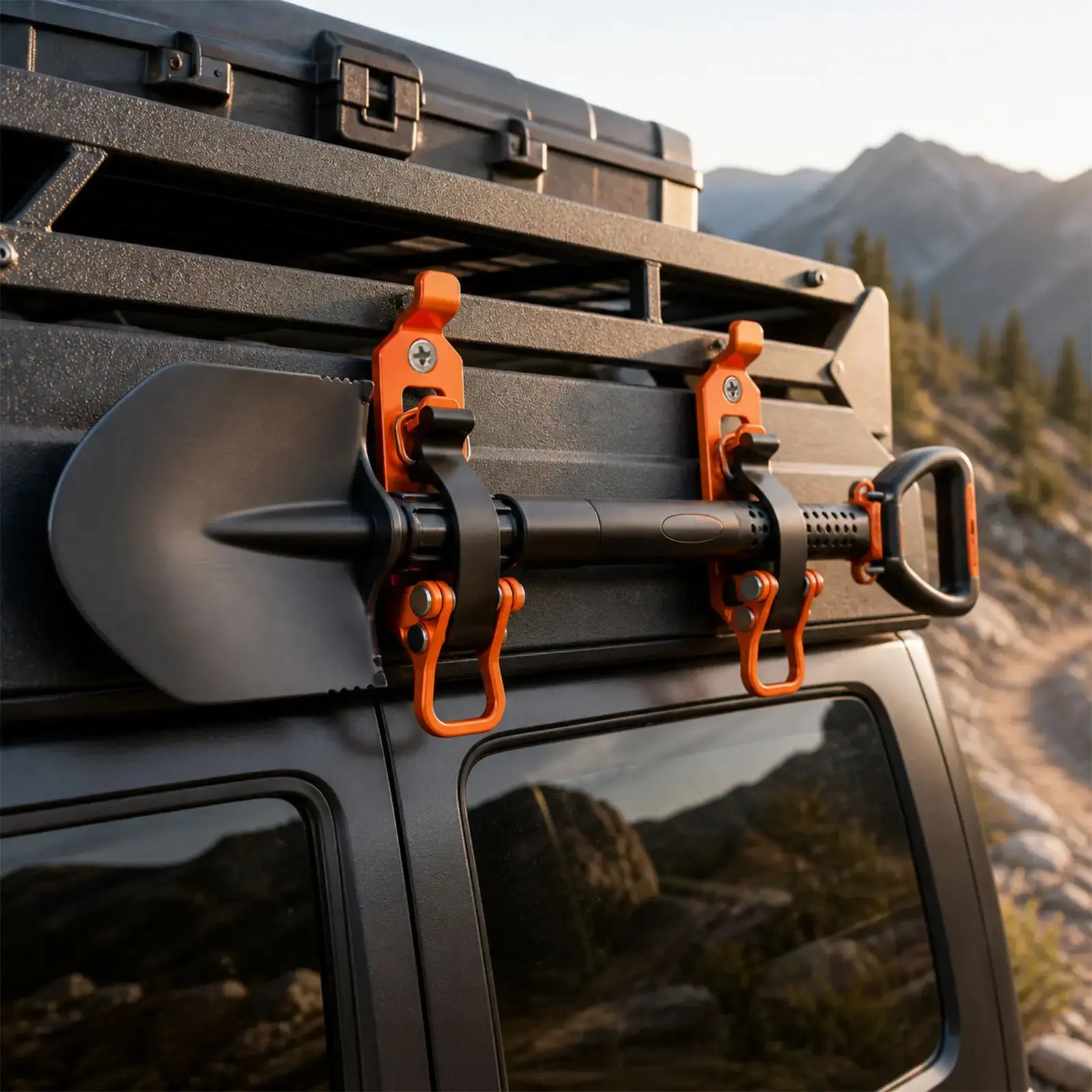 2-Piece Shovel Bracket for Roof Rack, Durable Garage Shovel Bracket, Quick Release Axe Bracket Kit with Screws Nuts, Wall Mount for Trucks Bikes