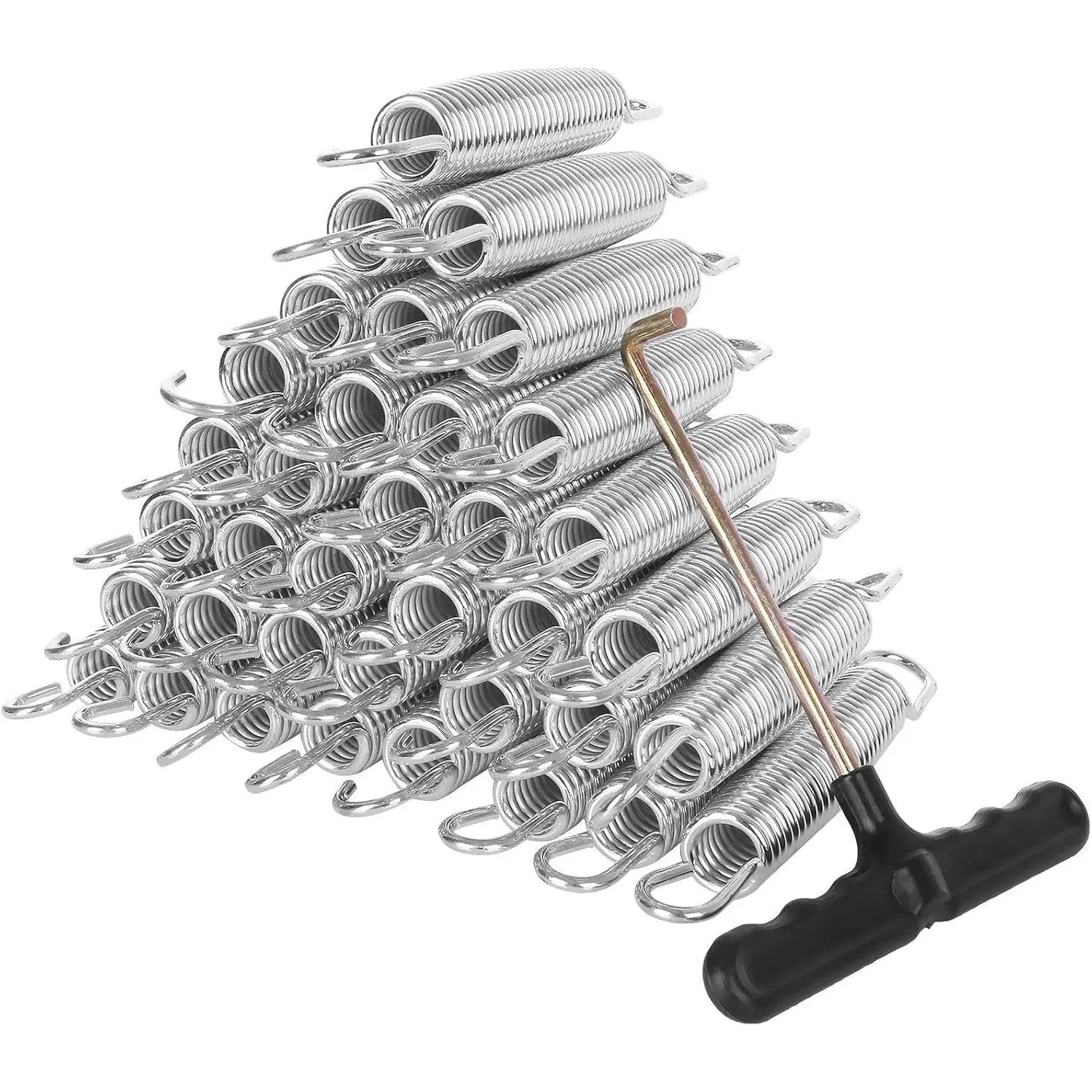 40 Pack 5.5” Heavy Duty Galvanized Steel Replacement Trampoline Springs with T Hook, Great Replacement Parts for Outdoor Trampolines, Fits Skywalker, JumpKing, UpperBounce, SkyBound