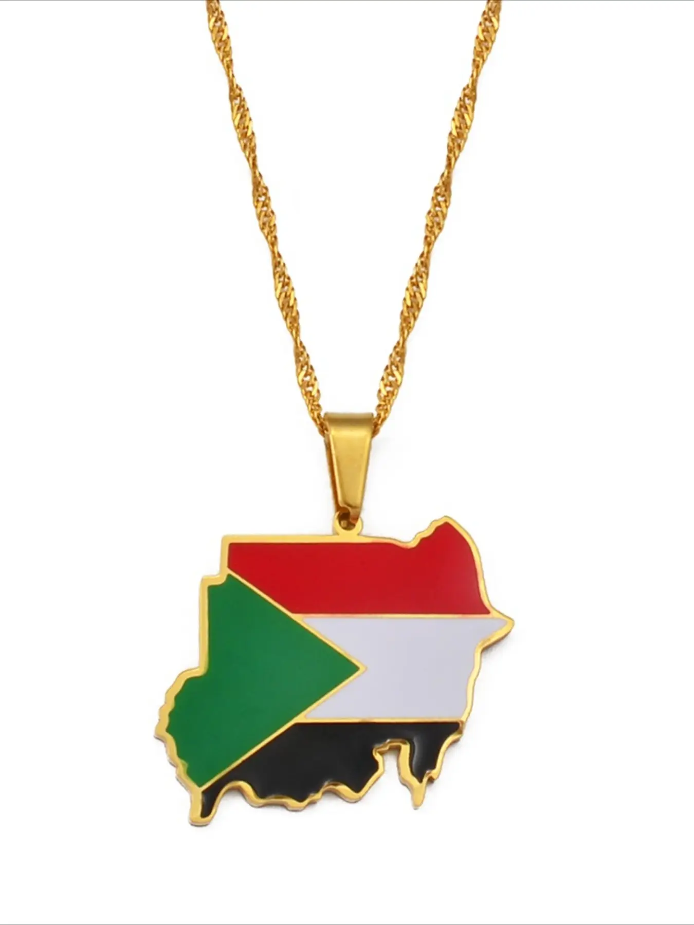 1pc Republic of the Sudan Map Flag Pendant Necklaces Silver Color/Gold Color Jewelry Ethnic