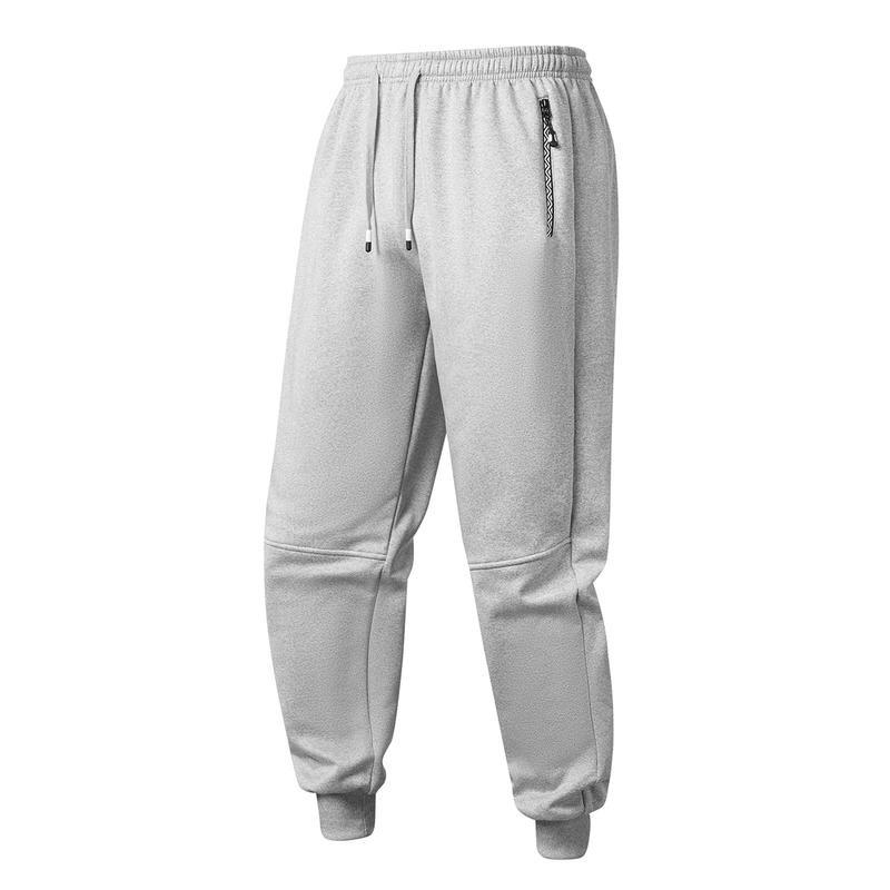 Men's Casual Light Gray Joggers for SpringAutumn & Winter -Sweatpants with ZipperPockets