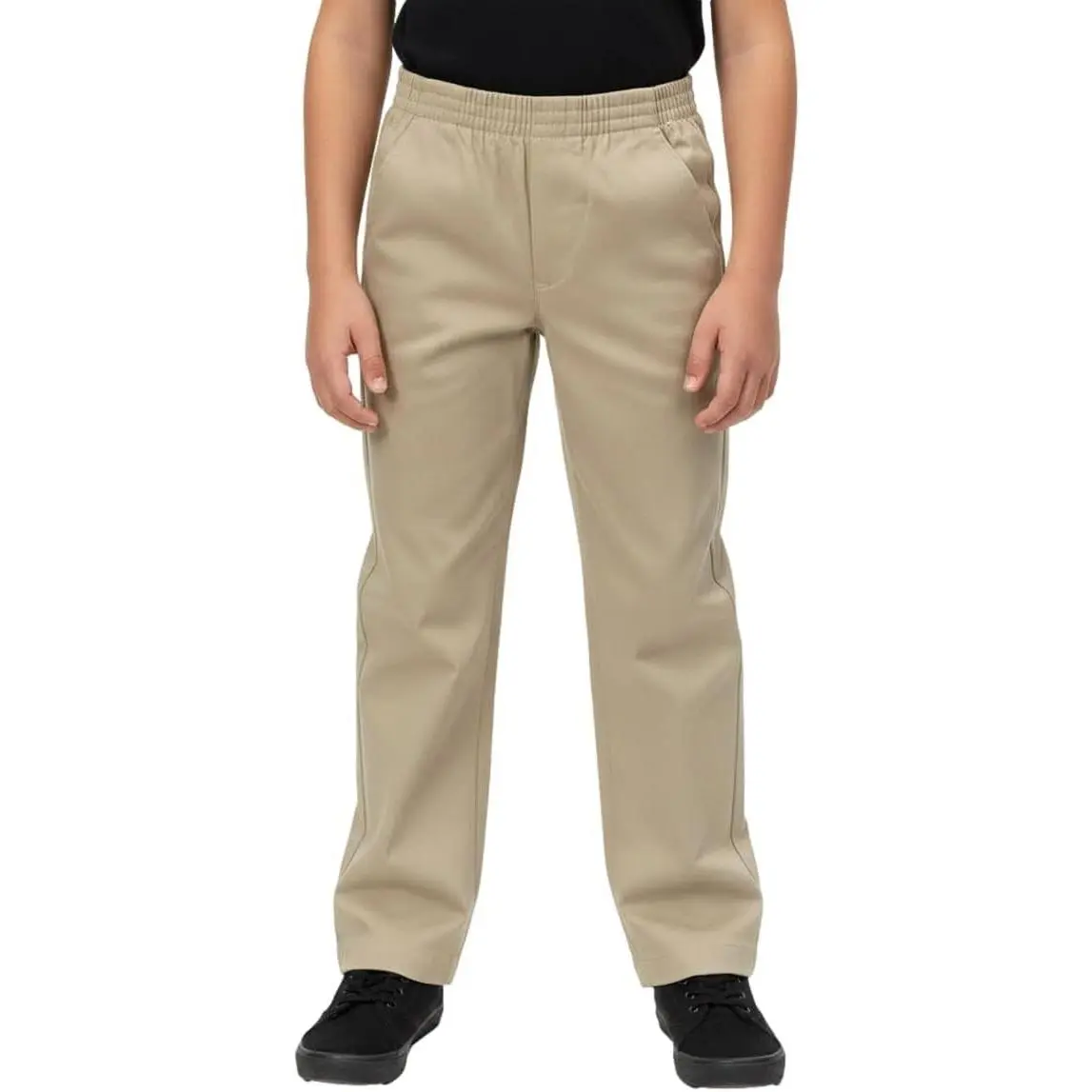 Boys Uniform Pants, Pull-On Elastic Waist School Trousers for Kids, Comfort Twill Pants with Pockets, Sizes 4-16Gift