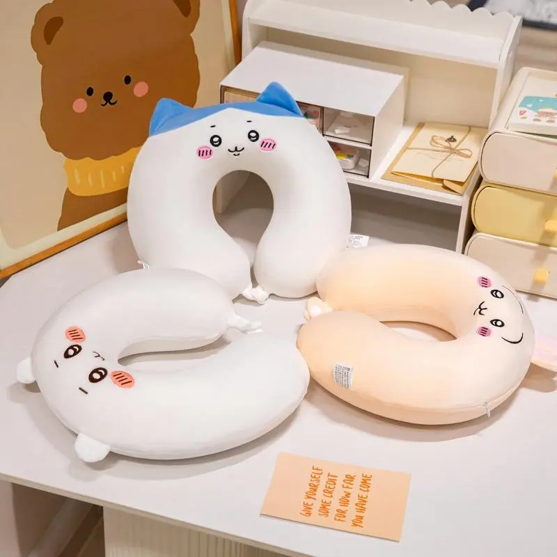 Adorable Chiikawa Memory Foam U-Shaped Neck Pillow Japanese Style Hachiware Usagi Soft Anime Travel Pillow for Airplane