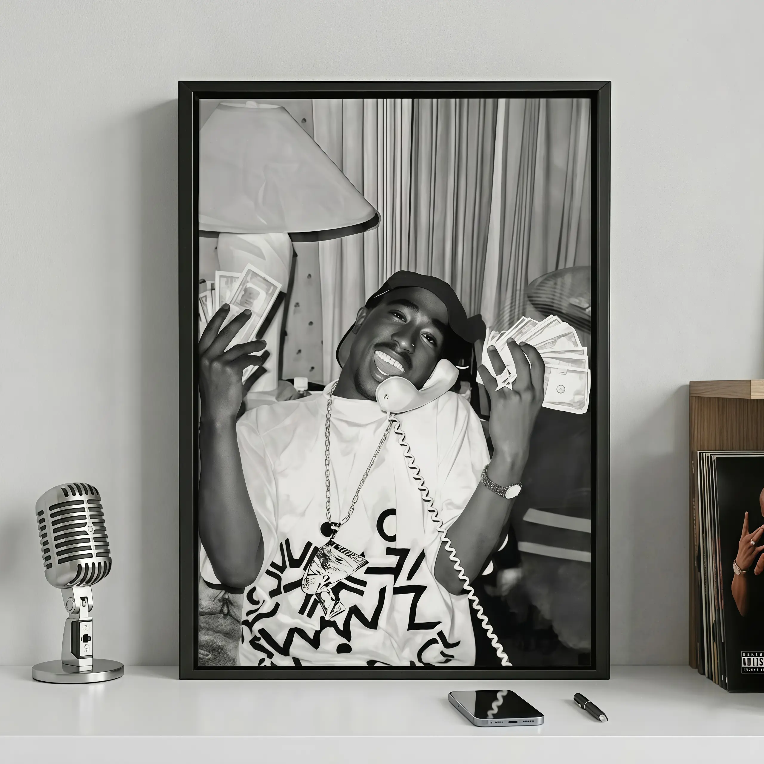 Tupac Shakur Canvas Print, 90s Hip-Hop Canvas Poster, Rap Icon Inspired Wall Art, Urban Music Decor for Bedroom, Studio & Man Cave