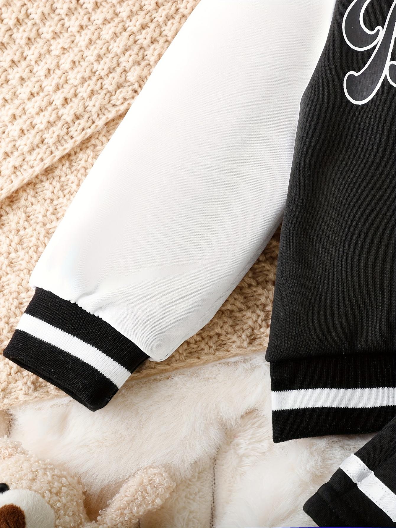 Kids Clothing Girls 2-Piece Preppy Look Set, Cotton Blend Baseball Jacket with Printed Letters + Pleated Skirt, Outdoor & Party Wear Gift