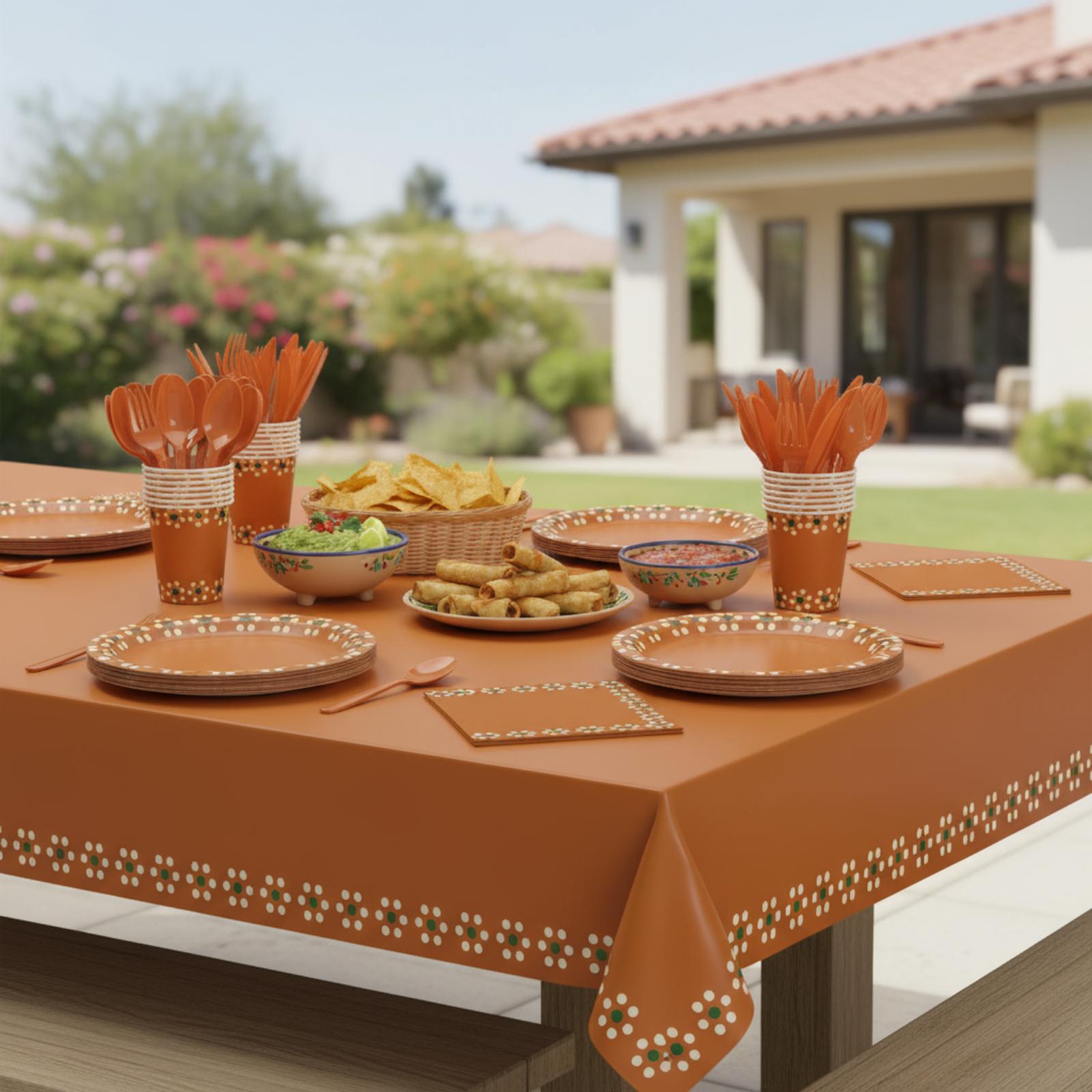 177 Pcs Mexican Tableware Set  Party Decorations with Plates Cups Napkins Tablecloth for Cinco de Mayo Taco Tuesday Fiesta Birthday Baby Shower