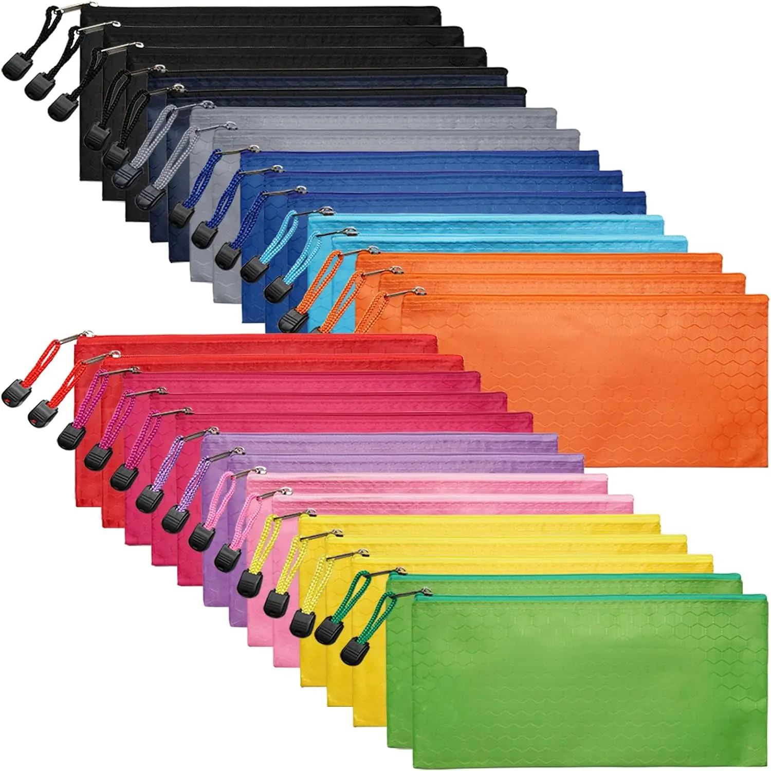 29-Count A6 Size Ball Texture Oxford Cloth Small Zippers, Stain-Resistant for Travel Storage, 12 Colors Home Organizer Storage Bag Accessories