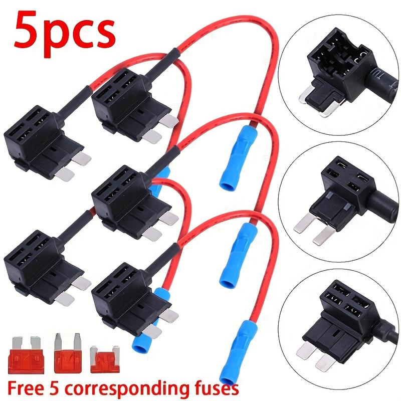 5pcs Car Fuse Box Circuit Adapter, ATM Blade Fuse for Car, Van, Motorcycle, RV, Boat, Tractor ≤36V, Plastic Material