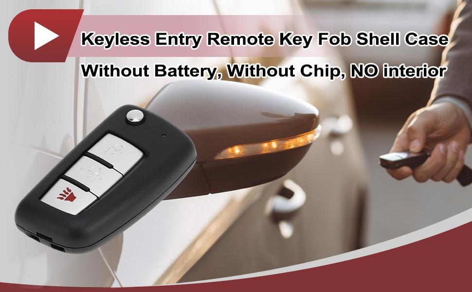 3 Buttons Key Shell Case for Nissan Rogue 2014-2018 Keyless Entry Remote Key Fob Replacement Case