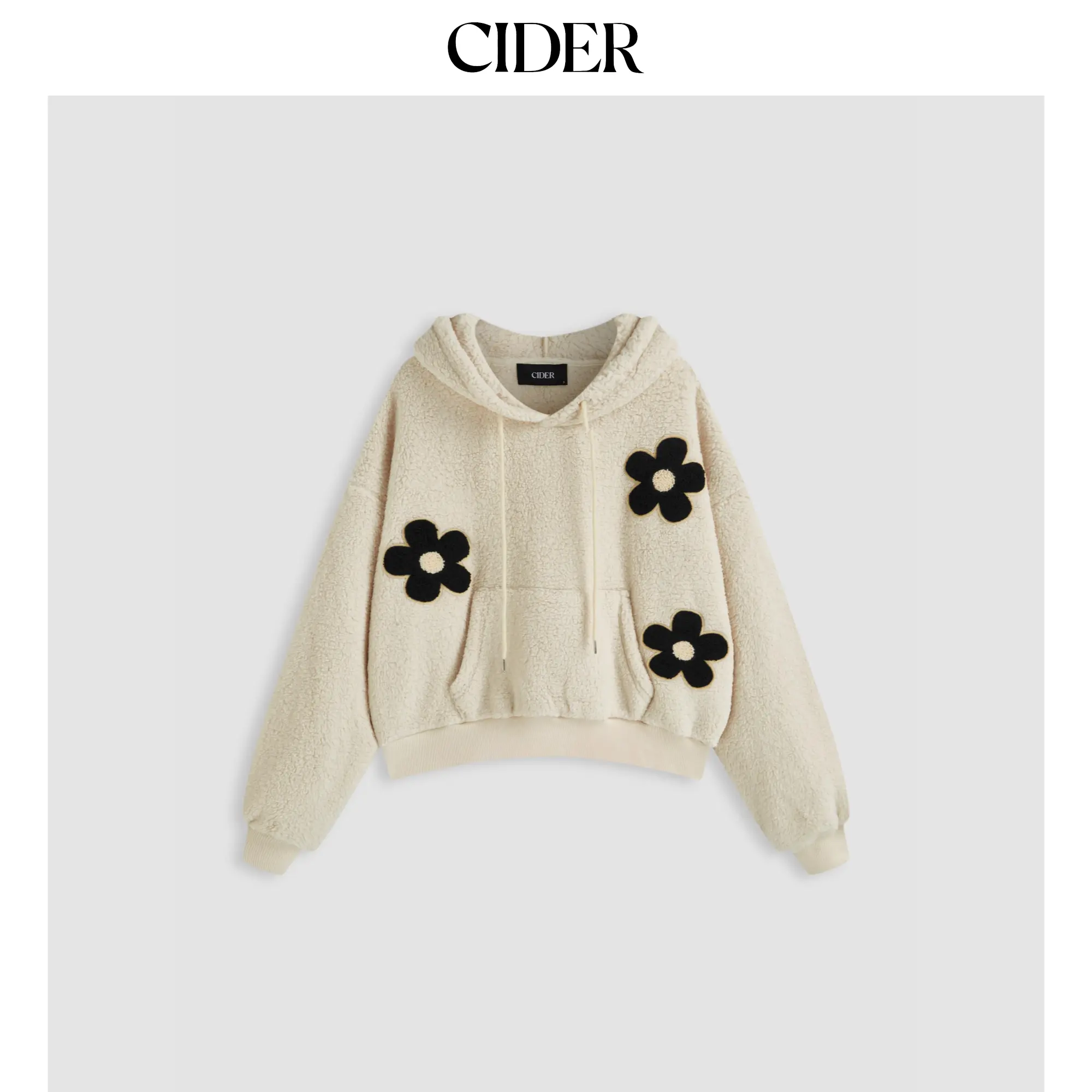 Cider [2 colors, size 2-26] Fleece Floral Knotted Hoodie