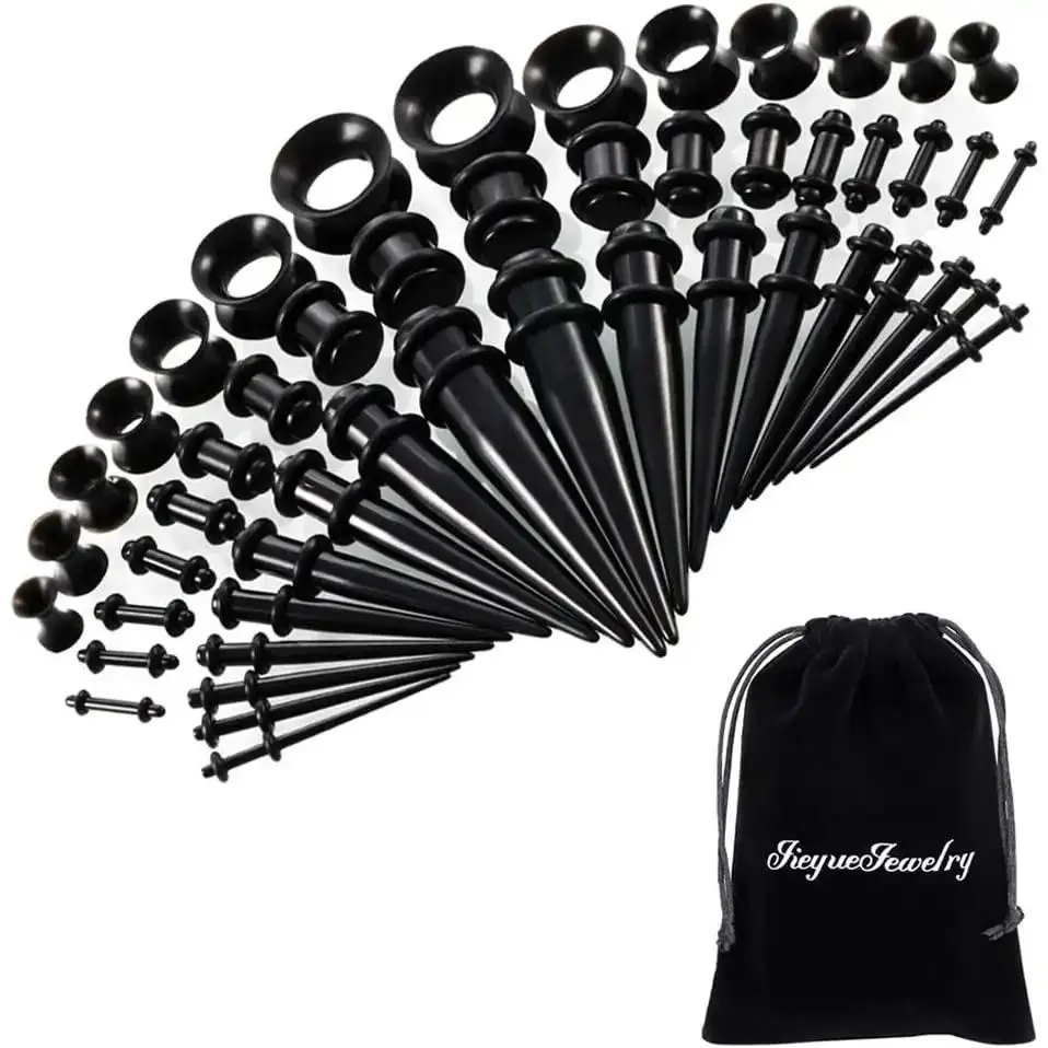 JieyueJewelry 50/54 Pieces Ear Stretching Kit 14G-00G Acrylic Tapers and Plugs + Silicone Tunnels - Ear Gauges Expander Set Body Piercing Jewelry